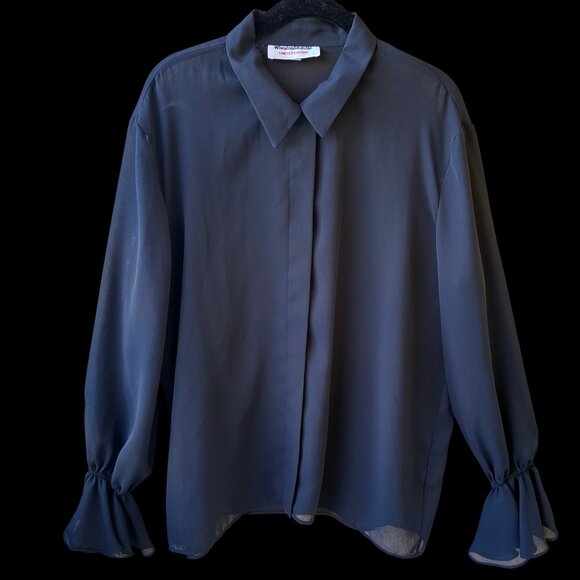 Wheaton & Katz Ltd LIMITED EDITION Long Sleeve Blouse Button Up SHEER Large New - Picture 4 of 12